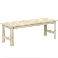 Outsunny 2-Seat Wood Garden Bench, Patio Bench Outdoor Bench with Slatted Seat, Backless Front Porch Bench for Park, Garden, Poolside, Deck, Nature Wood(m-1)