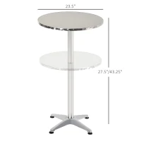 HOMCOM 24 Inch Round Bar Table 43" H Adjustable Stainless Steel Top Aluminum Frame Home Pub Bistro(m-3)
