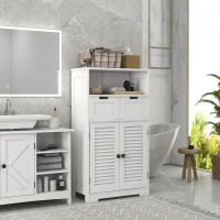 kleankin Bathroom Vanities with Louvred Doors, Medicine Cabinet, Bathroom Cupboard with Drawers and Open Shelf(m-1)