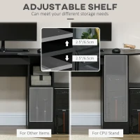 HOMCOM Computer Desk with Storage, Home Office Laptop Table with Shelves and Drawers, Modern Workstation Desk with Keyboard Tray for Study, Living Room, Black(m-6)