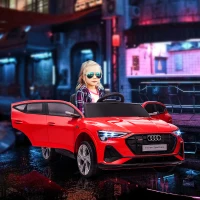 Aosom 12V Kids Electric Ride On Car, Audi E-tron, Battery Powered Toy with Parent Remote Control, Suspension System, Auxiliary Wheels, LED Lights, Music and Horn,  MP3 Player, Red(m-2)