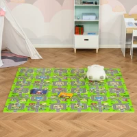 Qaba Kids Foam Puzzle Floor Tiles Baby Toddler Play Mat 36Pcs w/ 24 Side Mat Anti-slip Crawling Learning with End Border Playground Pattern 35SqFt EVA(m-8)