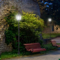 Outsunny Outdoor Solar Lamp Post Street Light, Waterproof with Auto Sensor Control, Adjustable Brightness, Beautiful Classic Lantern Style, for Pathway, Backyard, Porch, Patio(m-2)