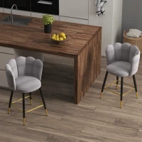 HOMCOM Bar Stools Set of 2 Modern Counter Height Bar Stools with Back, Footrest for Home Kitchen, 23.2"x20.5"x35.4", Grey(m-1)