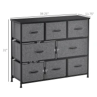 HOMCOM 8-Drawer Dresser, 3-Tier Fabric Chest of Drawers, Storage Tower Organizer Unit with Steel Frame for Bedroom, Hallway, Dark Gray(m-3)