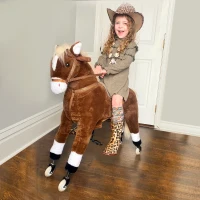 Qaba Kids Ride-on Walking Horse with Easy Rolling Wheels, Soft Huggable Body, & a Large Size for Kids 5-16 Years(m-2)