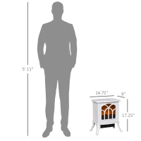 HOMCOM Electric Fireplace Heater, Freestanding Fireplace Stove with Realistic Logs and Flame Effect, 750W/1500W, White(m-3)