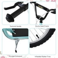 Aosom Youth Scooter Kick Scooter for Kids 5+, Max Load 220 LBS., with Adjustable Handlebar, 16" Inflatable Wheels, Dual Brakes, Blue(m-6)