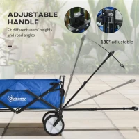 Outsunny Small Collapsible Folding Wagon Cart, Heavy Duty Outdoor Utility Garden Cart with Universal Wheels and Adjustable Handle for Camping Sports Shopping Beach, Dark Blue(m-5)