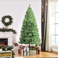 HOMCOM 7FT Christmas Tree Artificial Classic Tree Holiday Indoor Decoration, with Mental Support 968 Tips, Green(m-1)