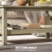 HOMCOM Coffee Table with Tempered Glass Tabletop, Living Room Table with Wood Frame and Underneath Storage Shelf, Gray(m-6)