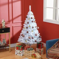 HOMCOM 5ft White Christmas Tree Artificial Christmas Tree with 536 Branch Tips and Metal Stand(m-8)