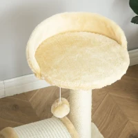 PawHut 17" Cat Scratching Tree Kitty House Kitten Activity Centre Pet Bed Post Furniture with Hanging Toy (Beige)(m-10)