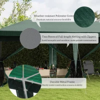 Outsunny 10' x 20' Party Tent Outdoor Canopy Garden Sun Shade with 8 Mosquito Mesh Netting and Zipper Door, Green(m-7)