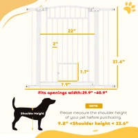PawHut 30"-41" Extra Wide Walk Through Dog Gate w/ Cat Door, 3-Inch & 5.5-Inch Extension Kits, 37" High(m-3)