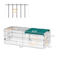PawHut 87" Small Animal Playpen with with Roof for Rabbits, Chicken, Chinchillas for Indoor/Outdoor Use, Green(m-3)