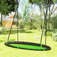 Qaba 39 inch Saucer Tree Swing Set for Kids with Adjustable Hanging Ropes for Outdoor, Backyard, Green(m-9)