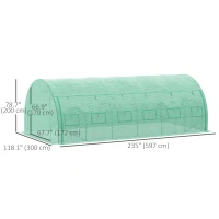Outsunny Large Walk-in Greenhouse, 20'x10'x6.6' Tunnel Greenhouse with Zippered Door and 12 Roll-up Windows, Outdoor Green House for Garden Plant, Green(m-3)