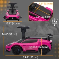Qaba 6V Maserati GT2 Licensed Electric Car for Kids, Ride on Car with Under Seat Storage, LED Headlights Music, Pink(m-3)