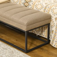 HOMCOM Upholstered Bedroom Bench, End of Bed Bench, Ottoman with Steel Legs, 47.25" x 13.5" x 15.75", Brown(m-9)