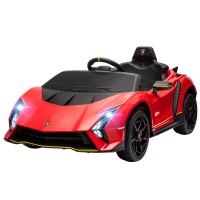 Qaba 12V Lamborghini Autentica Licensed Kids Car with Remote Control, 4 Wheels Spring Suspension, Soft Start, Red(m-2)