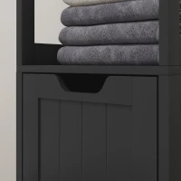 kleankin Narrow Bathroom Cabinet with 3 Drawers and 2 Tier Shelf, Tall Cupboard Freestanding Linen Tower, Black(m-10)