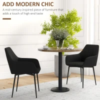 HOMCOM Dining Chairs Set of 2, Upholstered Linen Fabric Accent Chairs with Metal Legs, Black(m-4)