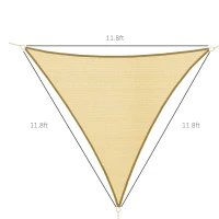 Outsunny Triangle 12' Canopy Sun Sail Shade Garden Cover UV Protector Outdoor Patio Lawn Shelter with Carrying Bag, Sand(m-3)