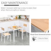 HOMCOM 3-Piece Wooden Square Dining Table Set with 1 Table and 2 Chairs and Sturdy Metal Frame for Small Space, White(m-6)