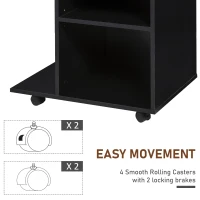 Vinsetto Mobile Printer Stand, Rolling File Cabinet Cart with Wheels, Adjustable Shelf, Drawer and CPU Stand, Black(m-6)