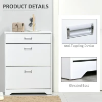 HOMCOM Narrow Shoe Storage with Drawer, 2 Flip Doors and Adjustable Shelves, Shoe Cabinet for 16 Pairs of Shoes, White(m-6)