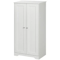 HOMCOM Kitchen Storage Cabinet, Freestanding Pantry Cabinet with 2 Doors and Adjustable Shelves, Distressed White(m-2)