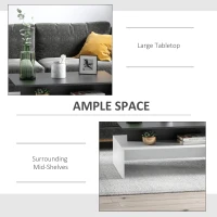 HOMCOM Modern Coffee Table,  2-tier Rectangular Center Table with Storage Shelves for Living Room, Black/White(m-4)