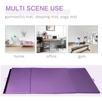 Soozier 4'x8'x2" Folding Gymnastics Tumbling Mat, Exercise Mat with Carrying Handles for Yoga, MMA, Martial Arts, Stretching, Core Workouts, Purple(m-4)