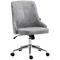 Vinsetto Armless Task Chair, Mid-back Desk Chair, Microfiber Home Office Chair with Adjustable Height, Tilt, Swivel Function, Vanity Chair with Wheels, Light Grey(m-11)