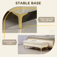 HOMCOM End of Bed Bench, Upholstered Bench, Entryway Shoe Bench with Button Tufted for Living Room, Bedroom, Beige(m-6)