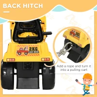 Aosom Kids Ride on Excavator Pulling Cart with Sound Effects, No Power Digger Scooter Ride-on Toy Construction Vehicle for Toddler or Preschool Age with Under-Seat Storage, Treaded Wheels(m-8)