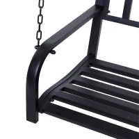 Outsunny 50" Porch Swing Patio Swing Chair Hanging Bench Outdoor Glider Chair with Chain Black(m-10)