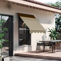Outsunny 6’x2.3' Drop Arm Window Awning Manual Retractable Canopy Shelter Sunshade (Cream White)(m-8)