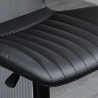 HOMCOM Shell Back Bar Stool Set of 2, PU Leather Adjustable Swivel Barstools with Chrome Base and Footrest for Kitchen Counter, Pub, Black(m-9)