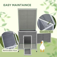 PawHut Wooden Duck Coop with Openable Roof, Removable Floor, Double Doors, Ramp, for 2-4 Ducks, Chickens, 25" x 32" x 30"(m-4)