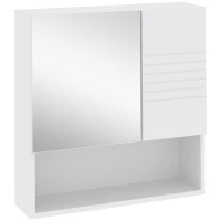 kleankin Medicine Cabinet with Mirror, Bathroom Wall Cabinet, Storage Organizer with Mirror Door, Adjustable Shelf, White(m-2)