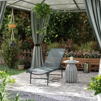 Outsunny Folding Outdoor Lounge Chair, Reclining Chaise Lounge Tanning Chair w/ Adjustable Back, Mesh Seat, Light Grey(m-8)