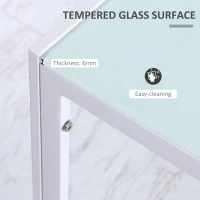 HOMCOM Rectangular Kitchen Table for 4 People, Dining Table with Tabletop Tempered Glass for Dining Room, Living Room, White(m-4)