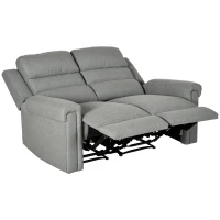 HOMCOM 2 Seater Recliner Sofa with Manual Pull Tab, Fabric Reclining Sofa, RV Couch, Home Seating, Gray(m-11)