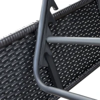 Outsunny Chaise Lounge Chair Set of 2 with 5 Angle Backrest, Outdoor Coffee Table, Water Repellent Cushions, PE Rattan Wicker Poolside Chairs, 3-Piece Pool Furniture Set, Dark Brown/Red(m-9)