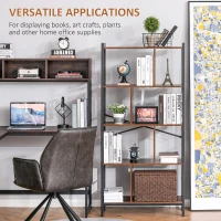 HOMCOM Industrial Bookshelf, Bookcase with 4-Tier Display Shelf for Living Room Office(m-7)