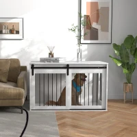 PawHut 46.5" Dog Crate Furniture, Dog Crate End Side Table for Extra Large Dogs, White(m-9)