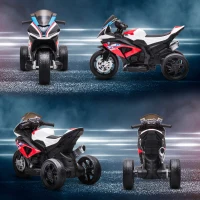 Aosom Licensed 6V Kids Ride on Motorcycle, Off-Road Battery Powered Three Wheels Dirtbike with USB, AUX, Music and Headlight for Toddler, Red(m-9)