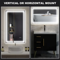 HOMCOM 39" x 24" Bathroom Mirror with LED Lights, Wall Mounted Vanity Mirror with Anti-Fog Pad and Touch Button, Clear(m-7)